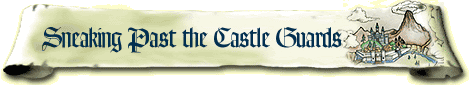 A scroll-like paper with the text 'Sneaking Past the Castle Guards' on the left and an image of Kakariko Village on the right