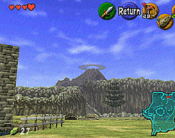A screenshot of Death Mountain in-game positioned from the entrance of Hyrule Castle Town