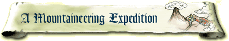 A scroll-like paper with the text 'Mountaineering Expedition' on the left and an image of Death Mountain on the right
