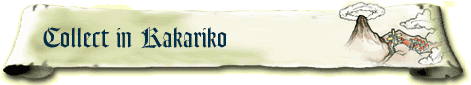 A scroll-like paper with the text 'Collect in Kakariko' on the left and an image of Death Mountain on the right