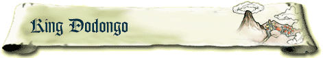 A scroll-like paper with the text 'King Dodongo' on the left and an image of Death Mountain on the right