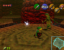 Link and a lizalfos on a platform