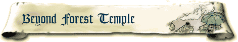 A scroll-like paper with the text 'Beyond Forest Temple' on the left and an image of the Great Deku Tree on the right