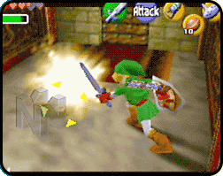Link fighting a Green Bubble.