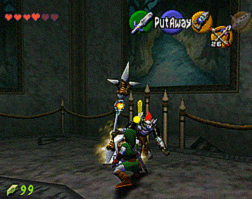 Link attacking Phantom Ganon while he is on the ground.