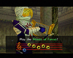 Link being taught the Minuet of Forest by Sheik.