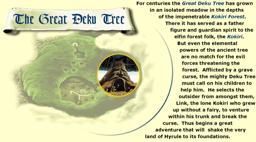 Map of the Lost Woods with a story about the Great Deku Tree