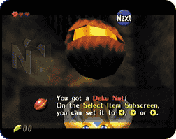 Screenshot of acquiring a Deku Nut in-game