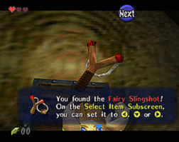 Screenshot of acquiring a Fairy Slingshot in-game