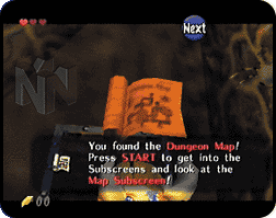 Screenshot of acquiring a dungeon map in-game