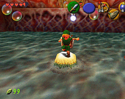 Link stepping on a switch in water