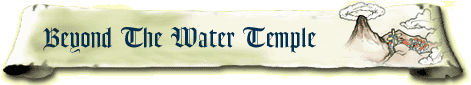 A scroll-like paper with the text 'Beyond the Water Temple' on the left and an image of Death Mountain on the right