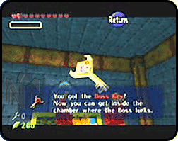 Linking holding the Boss Key to the Water Temple.