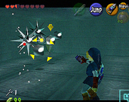 Link fighting an army of Spikes and Shell Blades.