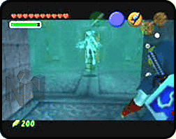 Link looking at Princess Ruto floating underwater.