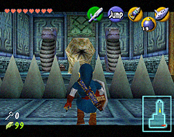 Link looking at a like-like who is behind a wall of spikes.
