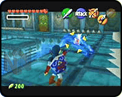 Link aiming his longshot at the nucleus.