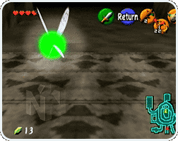 Green fairy near a wall.